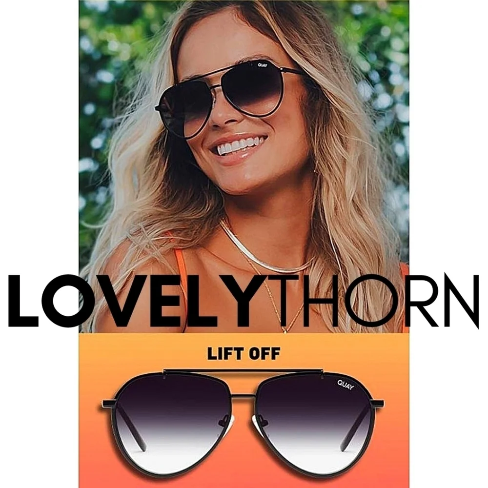 QUAY // ltd ed modern sleek black metal frame black smoke fade lens aviators